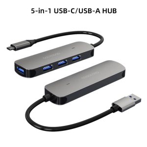 ฮับ USB มัลติฟังก์ชั่นเข้ากันได้กับอินเทอร์เฟซ Type-C และ USB สําหรับการถ่ายโอนข้อมูลความเร็วสูง